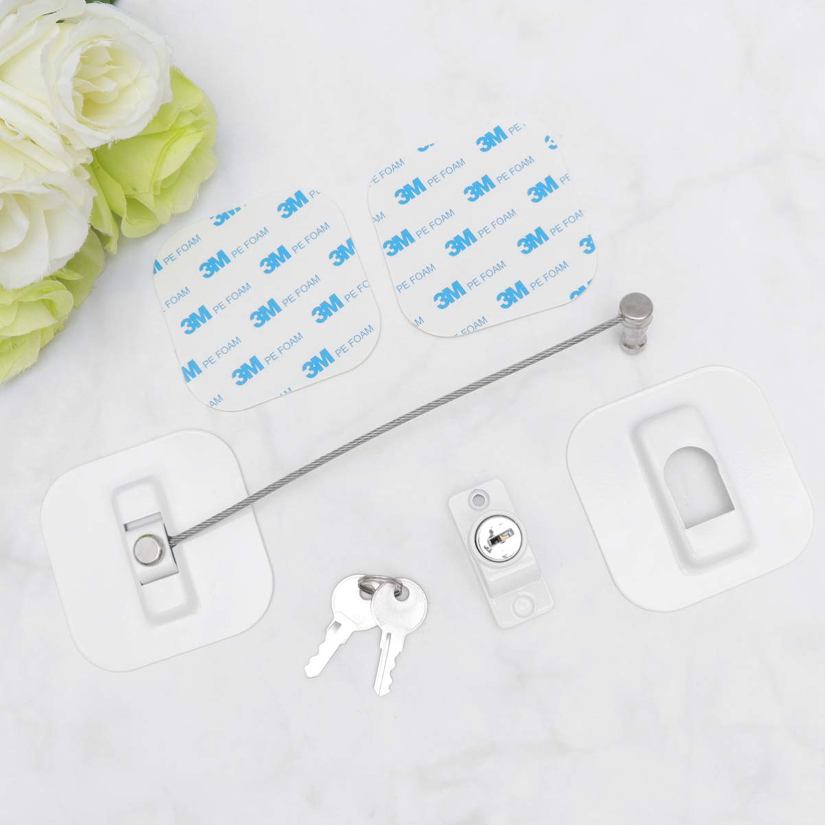 DOITOOL Child Safety Fridge Lock - 1pc White Window Lock for Kids & Adults - Secure Mini Fridge & Refrigerator Doors