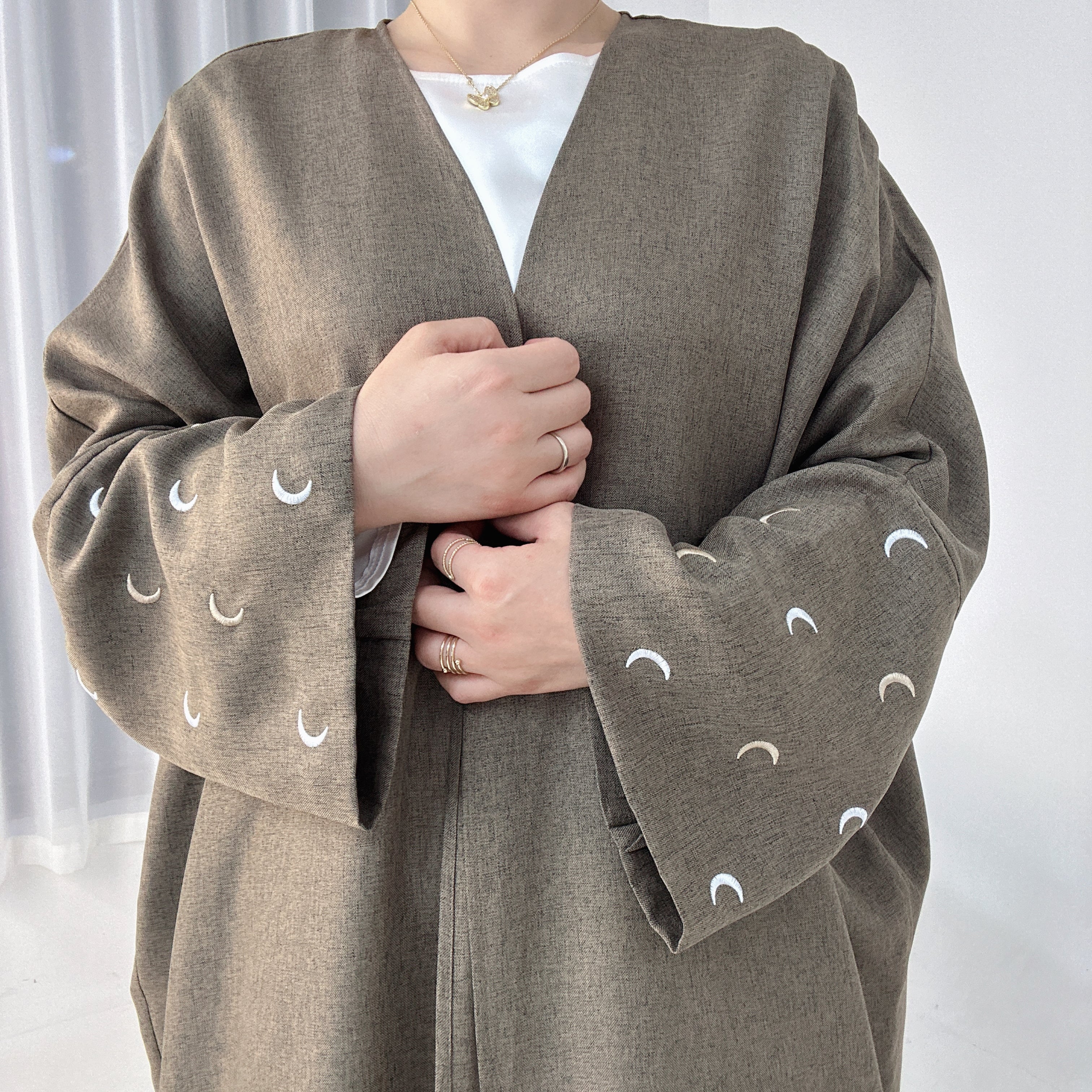 Lightweight Iris Open Abaya Duster - Sage Green | Modest Muslim Prayer Dress for Women | Perfect for Prayer, Mosque, and Everyday Wear