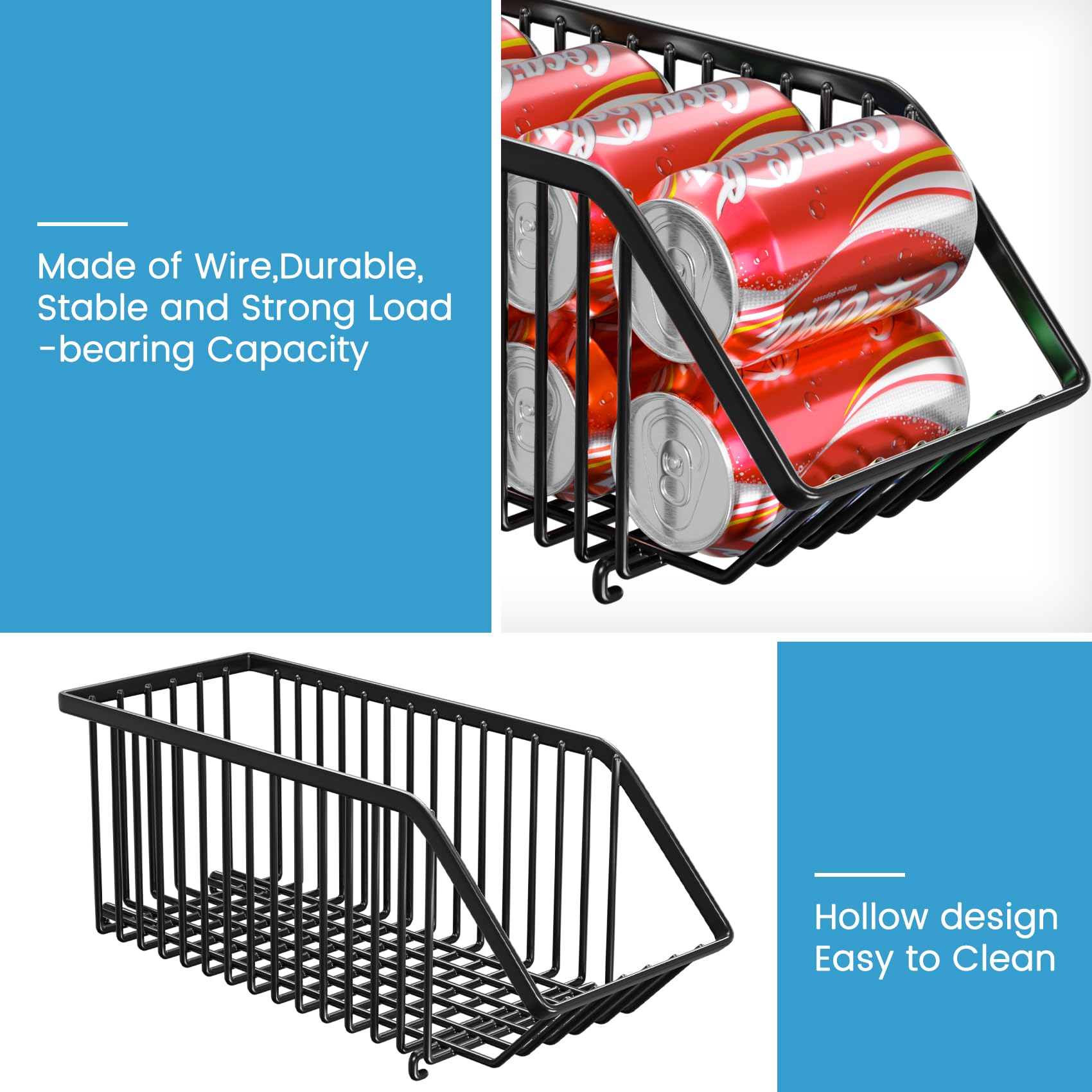 4-Pack Stackable Soda Can Organizer - Space-Saving Pantry Storage for Cans, Soup, Pet Food | Perfect for Kitchen, Pantry & Garage Organization