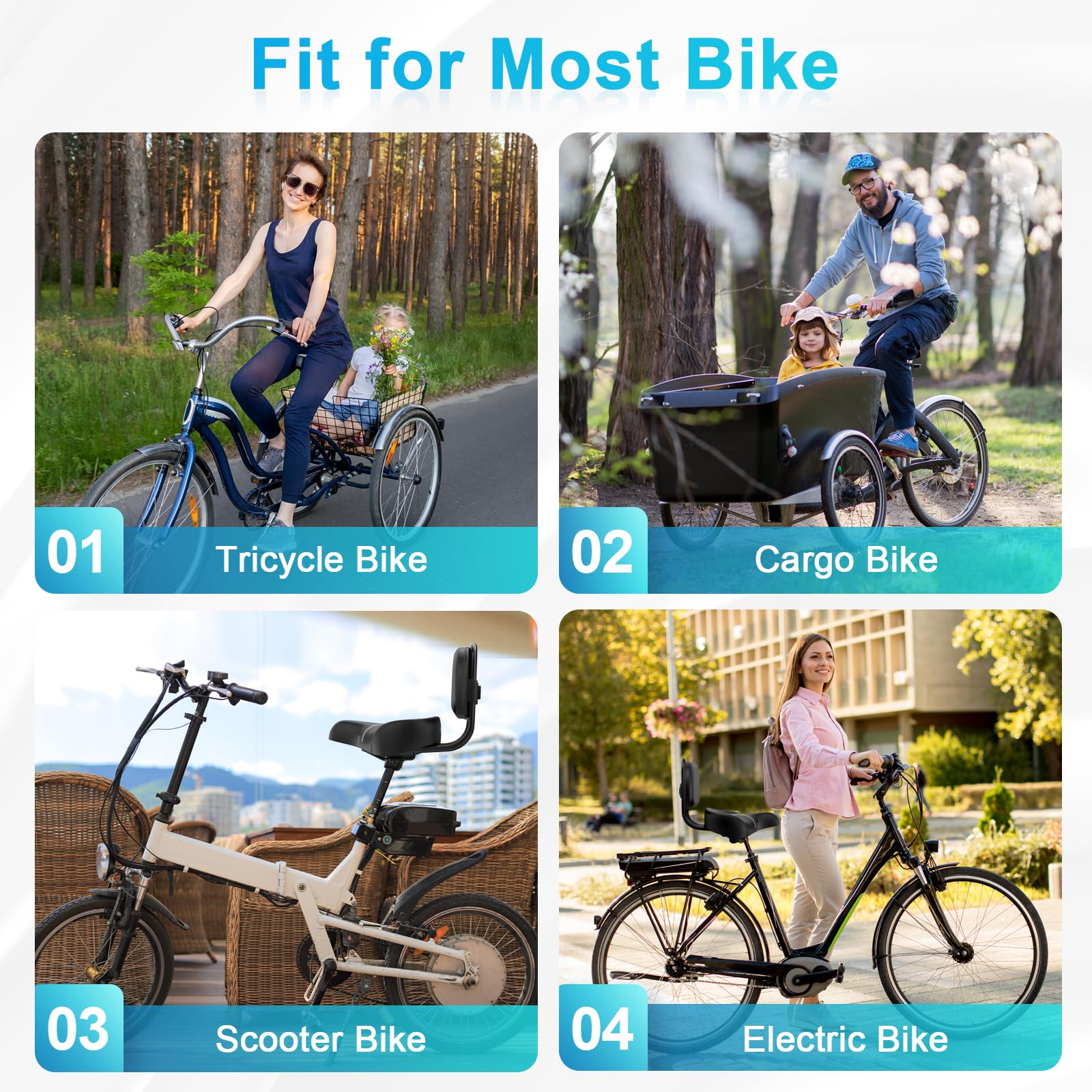 **BLUEWIND Oversized Bike Seat - Wide Comfortable Bicycle Saddle with Backrest for Electric, Exercise & Stationary Bikes - Universal Fit for Men & Women - Perfect for Long Rides, Commuting & Indoor Cycling**