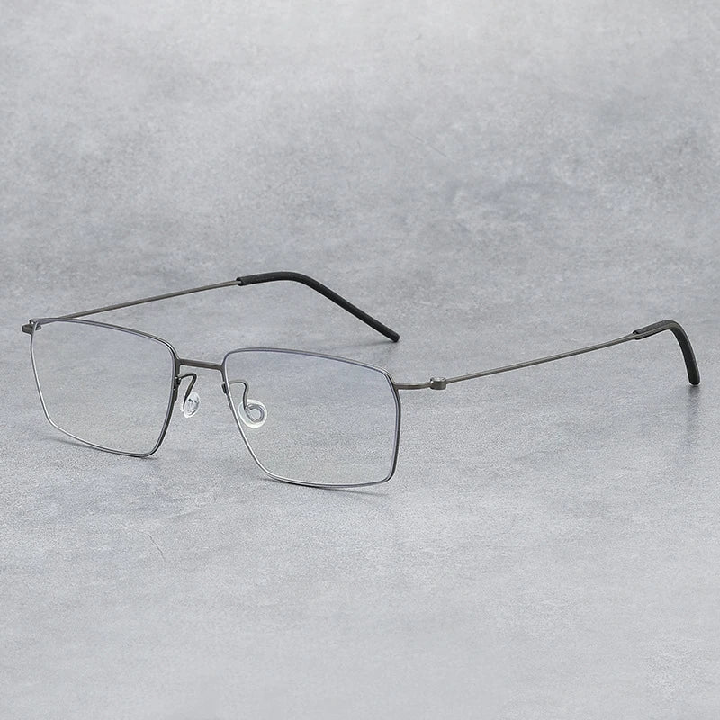 Premium Black Titanium Square Unisex Screwless Eyeglasses Frame 45509 - Stylish & Lightweight for Work, Reading & Everyday Wear