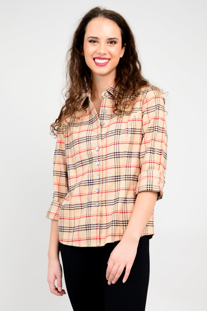 Alexis Top - Vintage Plaid Cotton Flannel Shirt for Women | Casual Fall & Winter Wear, Cozy Layering, Outdoor Activities
