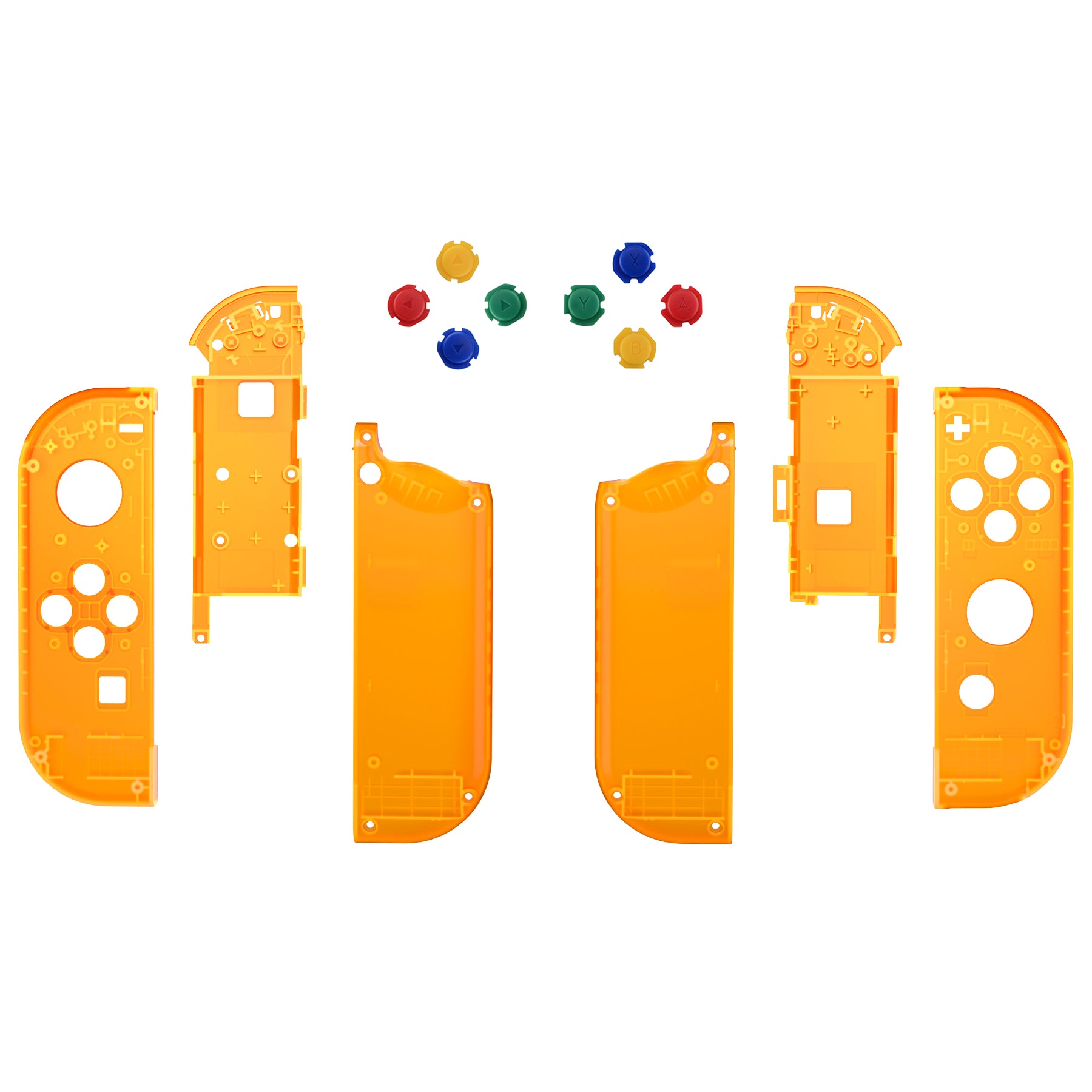 eXtremeRate Clear Orange Joycon Controller Housing with Full Button Set - DIY Replacement Shell Case for Nintendo Switch JoyCon & OLED JoyCon (Console Not Included) - Perfect for Gaming Enthusiasts & Custom Modders
