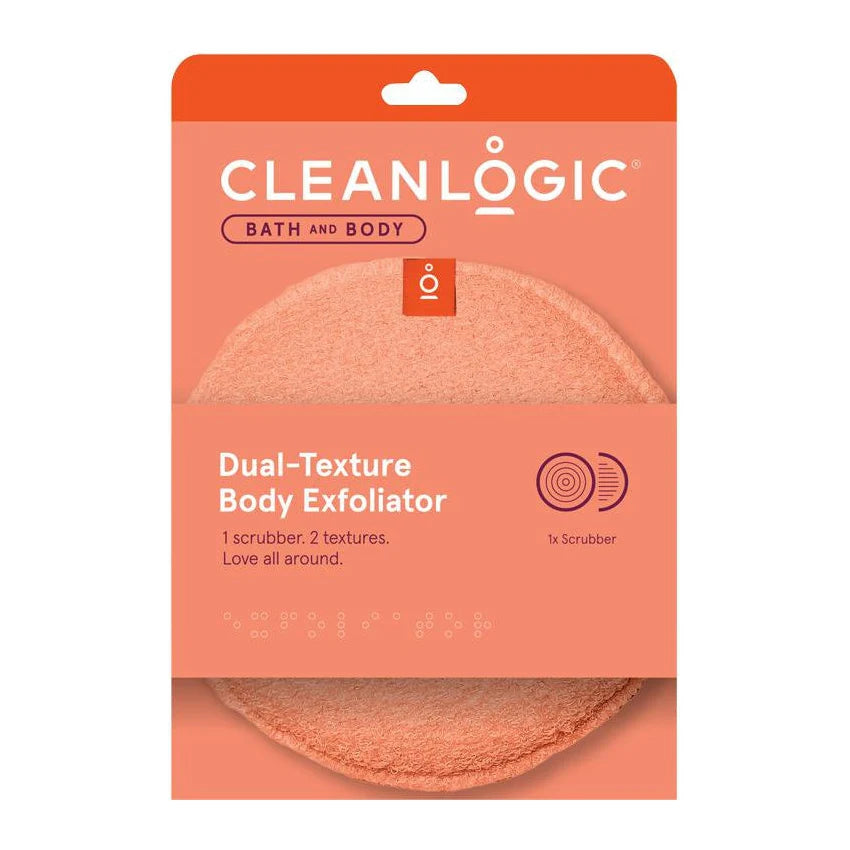 Cleanlogic Dual Texture Exfoliating Body Scrubber for Sensitive Skin - Gentle Bath & Body Wash Cloth for Smooth Skin - Perfect for Shower, Spa & Daily Skincare Routine