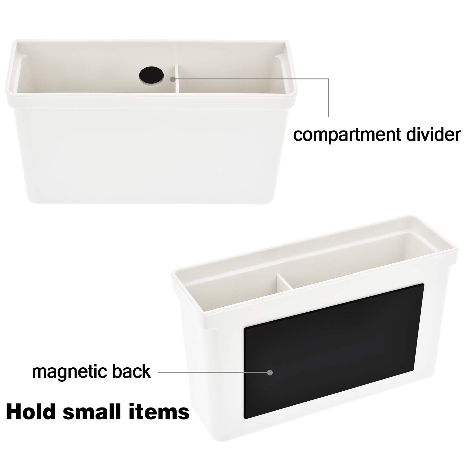 2-Pack Magnetic Whiteboard Marker Holder with 2 Compartments - Strong Magnet Pen Organizer for Dry Erase Markers - Perfect for Office, Classroom & Home Organization