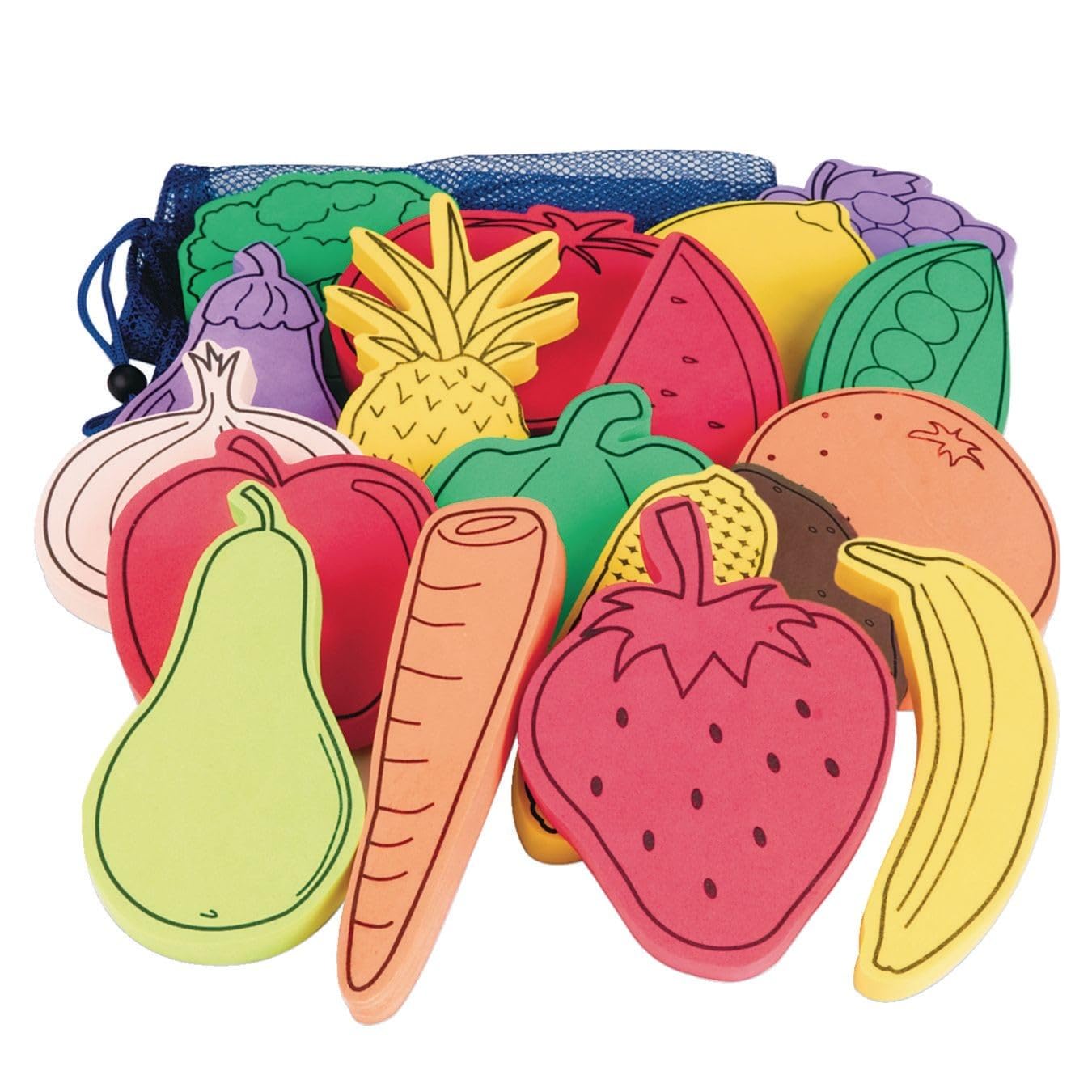 Flat Foam Play Food Set - 18 Piece Fruits and Vegetables for Kids Pretend Play, Learning & Classroom Activities | Perfect for Preschool, Montessori & Role Play Games