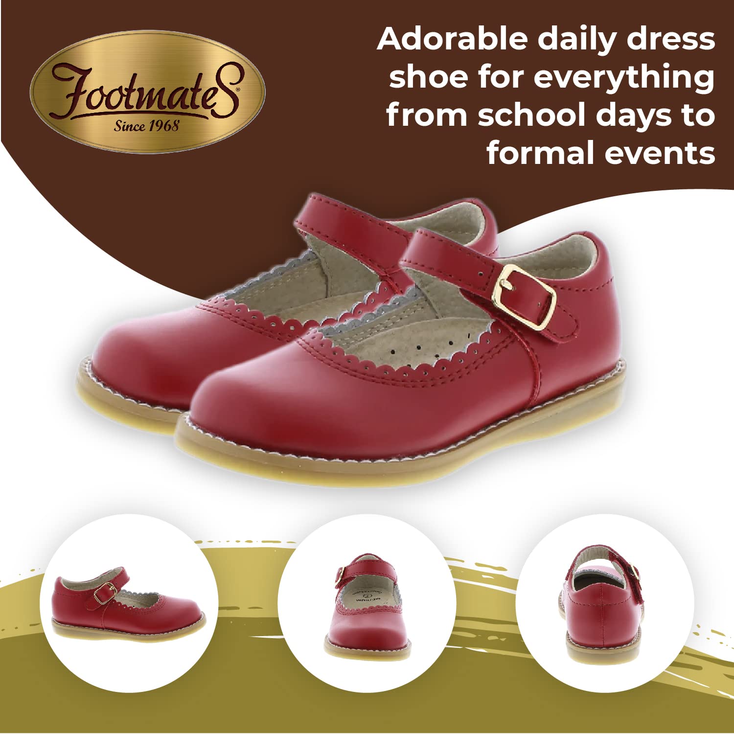 FOOTMATES Baby-Girl's Allie Mary Jane Flat Shoes for Infant Toddler & Little Kids - Comfortable First Walkers for Girls, Perfect for School, Parties & Special Occasions