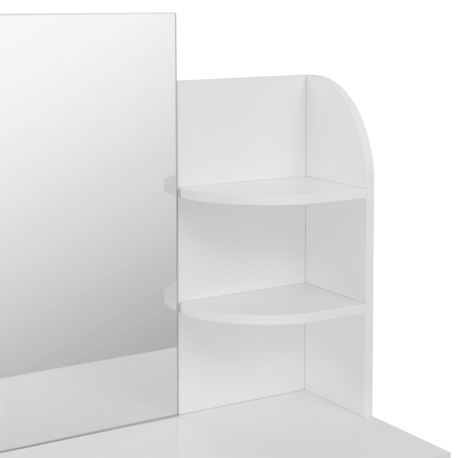 WOLTU White Makeup Vanity with Stool & Mirror, 2 Drawers & 4 Shelves - Perfect for Home Beauty Salon