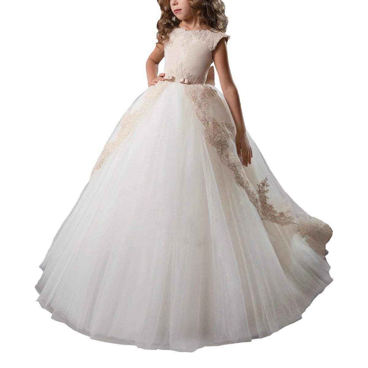 Flower Girl Dresses - Elegant Tulle Ball Gown with Lace for Wedding, Party & Special Occasions | Perfect for Flower Girls, Pageants & Formal Events