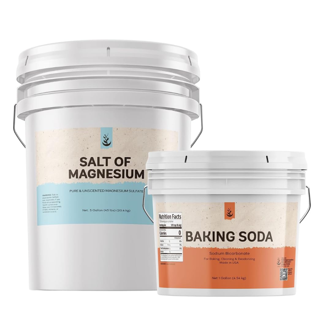 Pure Original Ingredients Magnesium Salt & Baking Soda Bundle (Various Sizes) - Natural Cleaning Essentials for Home, Kitchen, Bathroom & DIY Projects