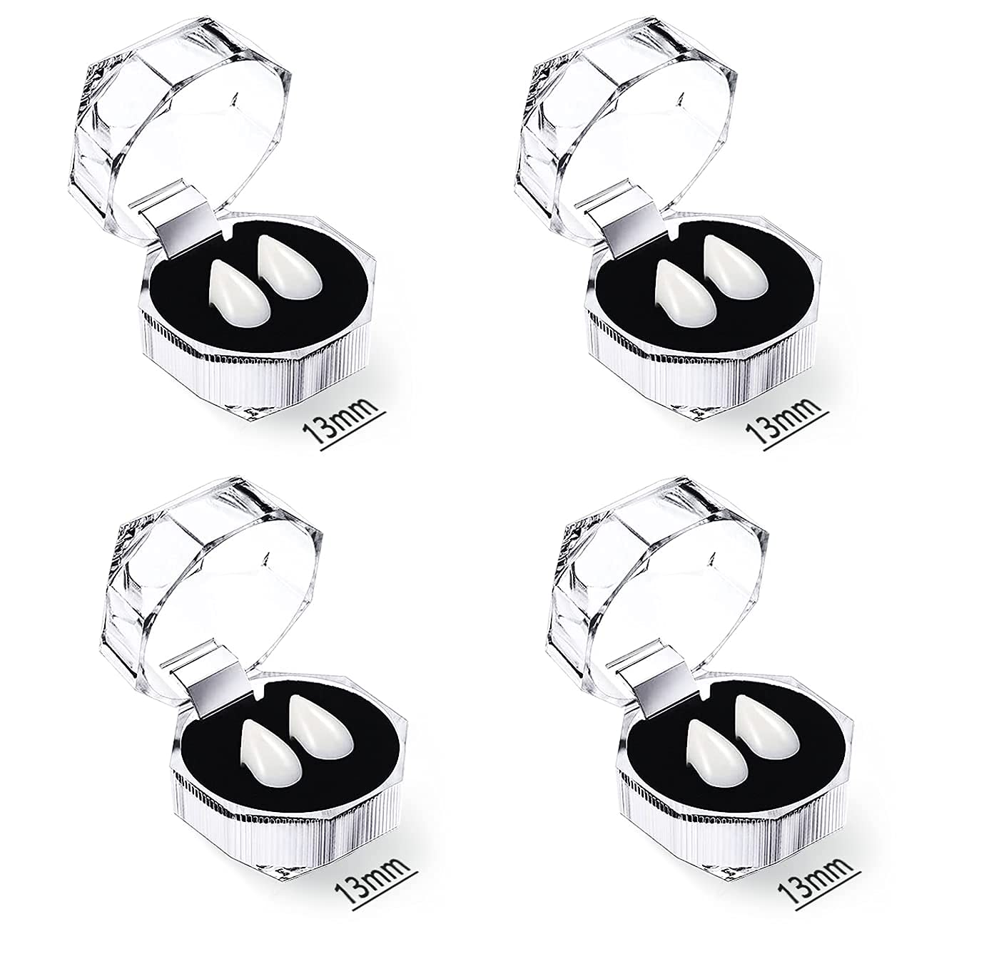 Vampire Teeth Fangs for Halloween Cosplay Costume - 4 Pairs with Adhesive - Perfect for Halloween Parties, Vampire Costumes & Themed Events