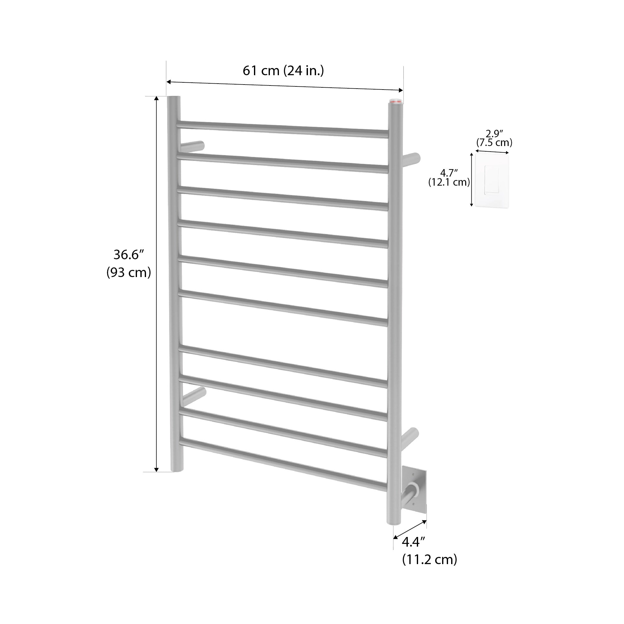 Ancona Novara 10 Bar Wall Mounted Towel Warmer - Brushed Nickel Finish with WiFi Timer - Bathroom Heated Towel Rack for Spa, Luxury Home & Hotel Use
