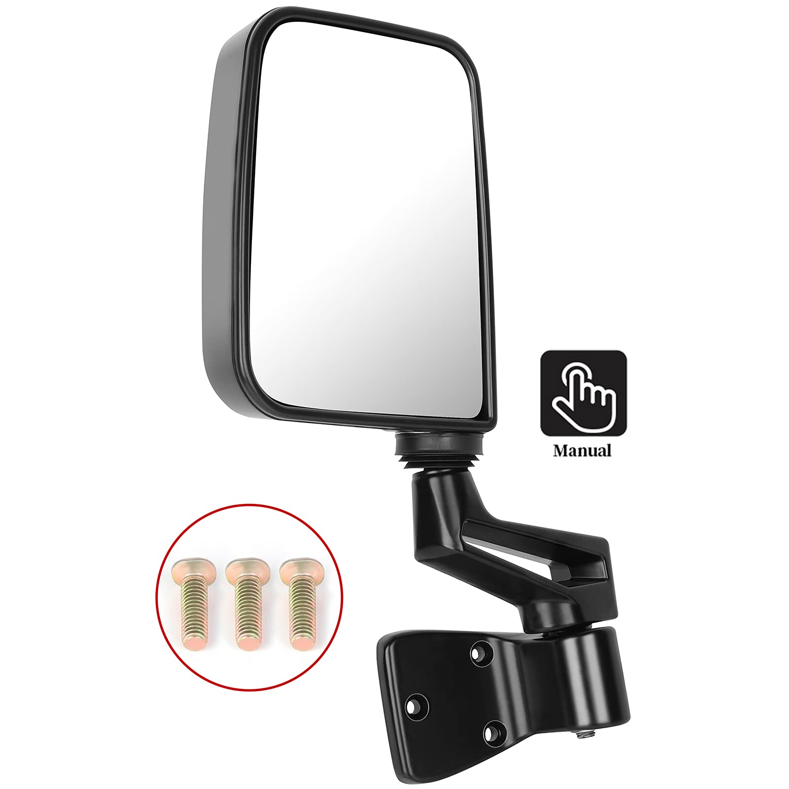 ECCPP Replacement Exterior Mirrors for 1987-1994 Jeep Wrangler with Half Door - Driver Side (Part# 55027208) | Compatible with 1995, 1997-2002 Models | Durable Auto Parts for Off-Roading & Daily Driving