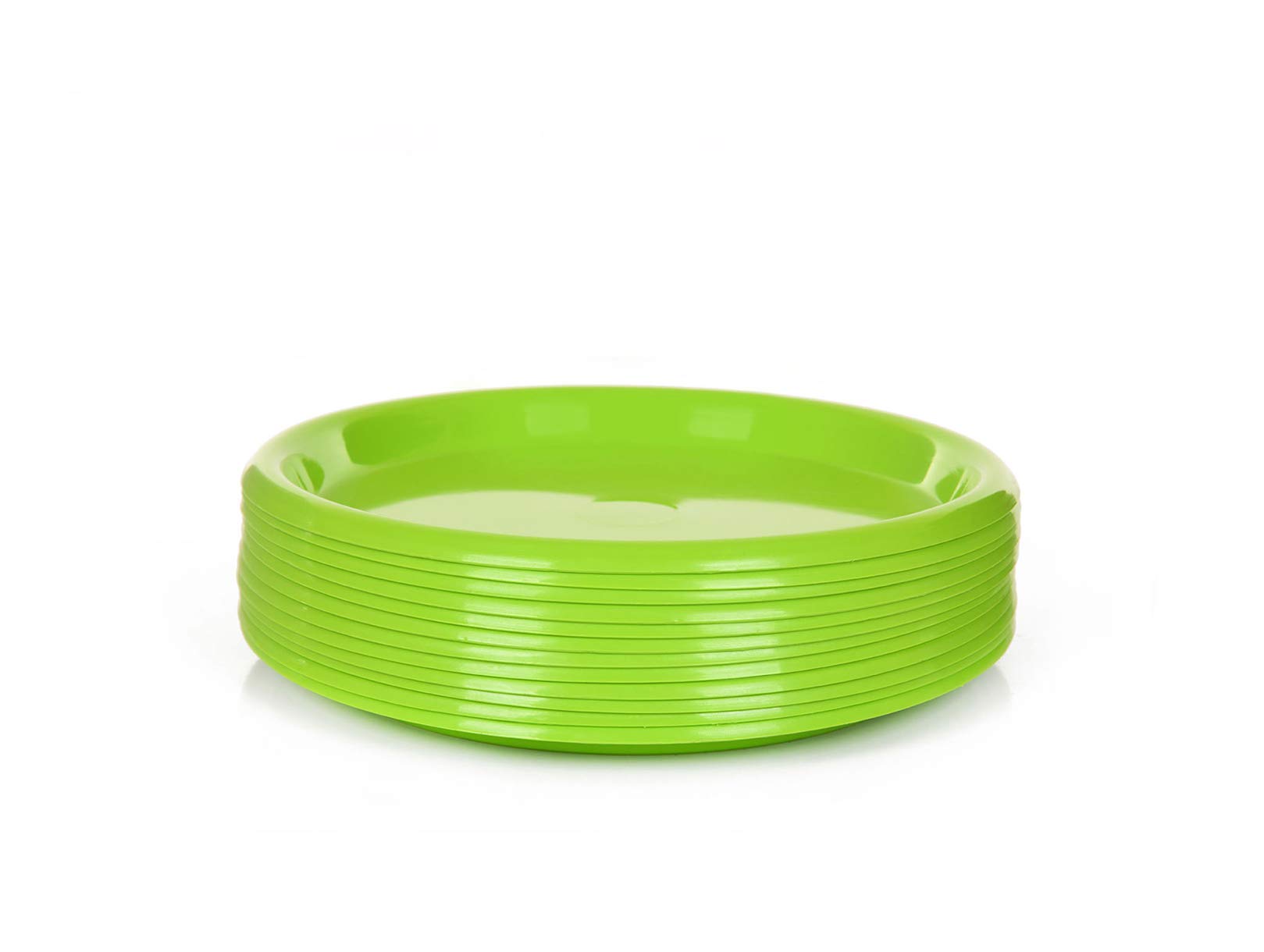 Eco-Friendly Reusable Plastic Plates - Small 6.5 Inch Green Plates, 12 Pack for Parties, Picnics & Outdoor Dining | Durable & Dishwasher Safe | Mintra Home Tableware