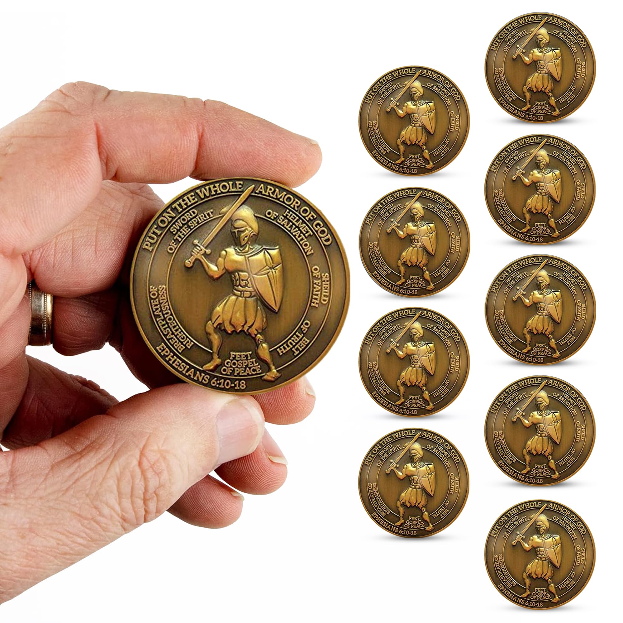 10pc Armor of God Challenge Coin Set - 1.75