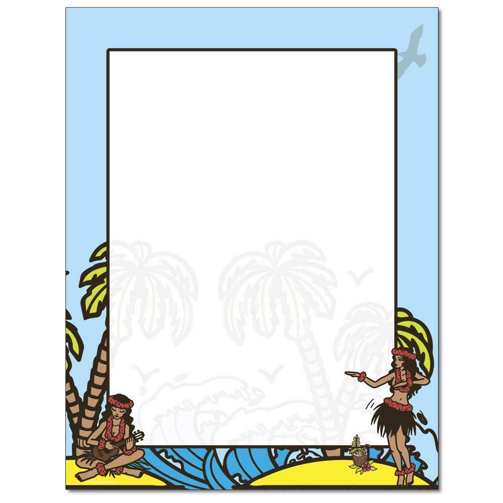 Hula Dancer Letterhead Paper - 25 Sheets for Laser & Inkjet Printers | Perfect for Hawaiian-Themed Parties, Luau Invitations & Office Stationery