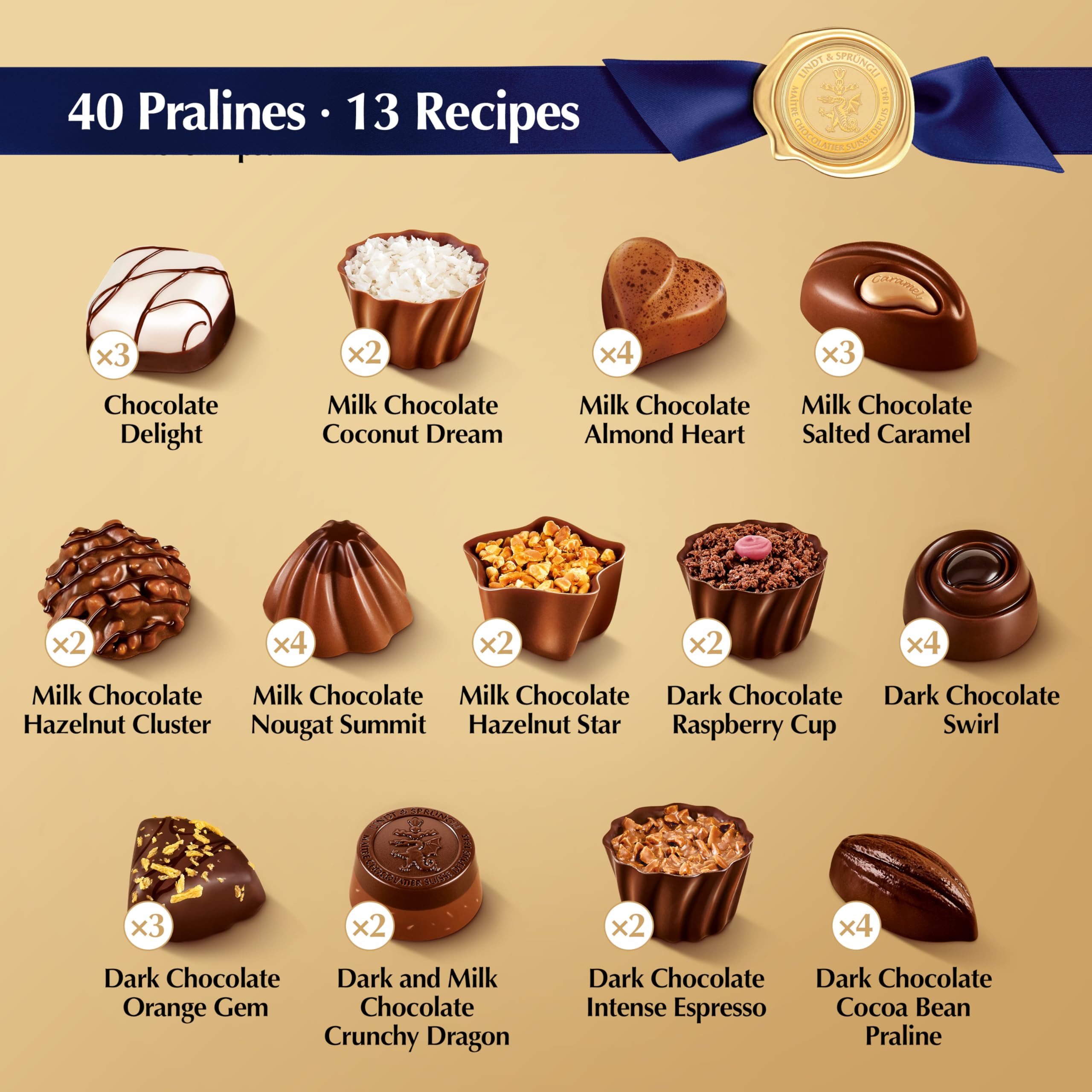 Lindt Swiss Luxury Assorted Chocolates Gift Box - Premium 14.6oz Chocolate Collection for Holidays, Birthdays & Corporate Gifting | Perfect Valentine's Day, Anniversary & Thank You Present