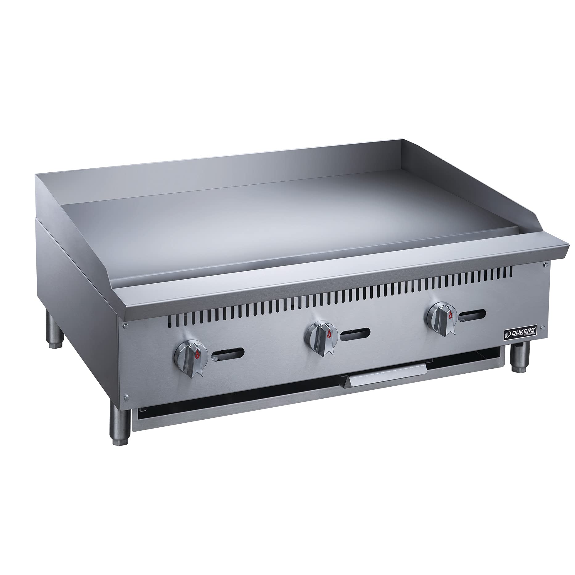 Dukers DCGMA36 36-Inch Commercial Countertop Gas Griddle - 30,000 BTU, 1 Burner, NG/LPG (Natural Gas/Propane) with 1-Inch Plate & Manual Controls - Perfect for Restaurants, Food Trucks, and Outdoor Cooking