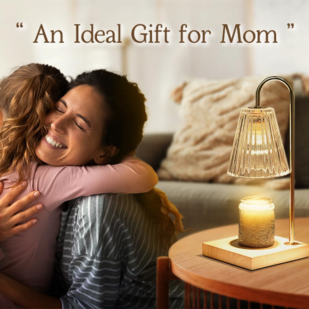 Premium Gold Diamond Candle Warmer Lamp with Timer - 2 Bulbs Included - Elegant Home Decor for Bedroom, Living Room & Office - Perfect Birthday Gift for Women, Mom & Home Lovers - Wax Melt Warmer for Aromatherapy & Cozy Ambiance