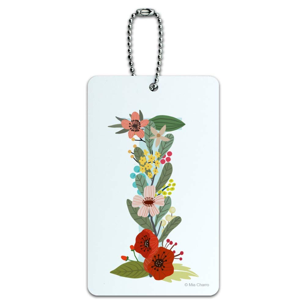 Personalized Letter I Floral Monogram Luggage Tag - Custom Initial ID Card for Suitcase, Carry-On & Travel Bags - Perfect for Airports, Vacations & Gift Giving