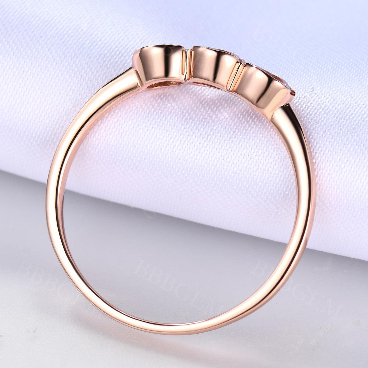 Morganite Wedding Ring - Minimalist Three Stone Engagement Ring for Women, Bridal Promise & Anniversary Gift - Perfect for Proposals, Weddings & Special Occasions