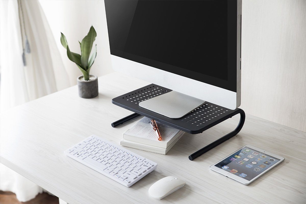 Adjustable Black Pop Monitor & Laptop Stand - Ergonomic Riser for Home & Office Workspace - Perfect for Computer, Notebook, MacBook & Tablet Use