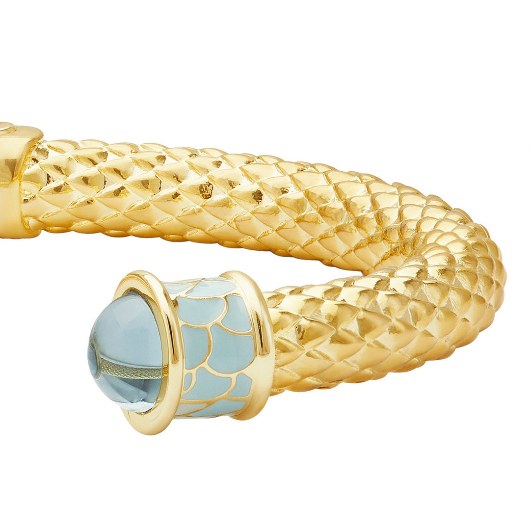 Minoan Hinged Torque Necklace - Aquamarine Blue Statement Jewelry for Women - Perfect for Weddings, Parties & Special Occasions