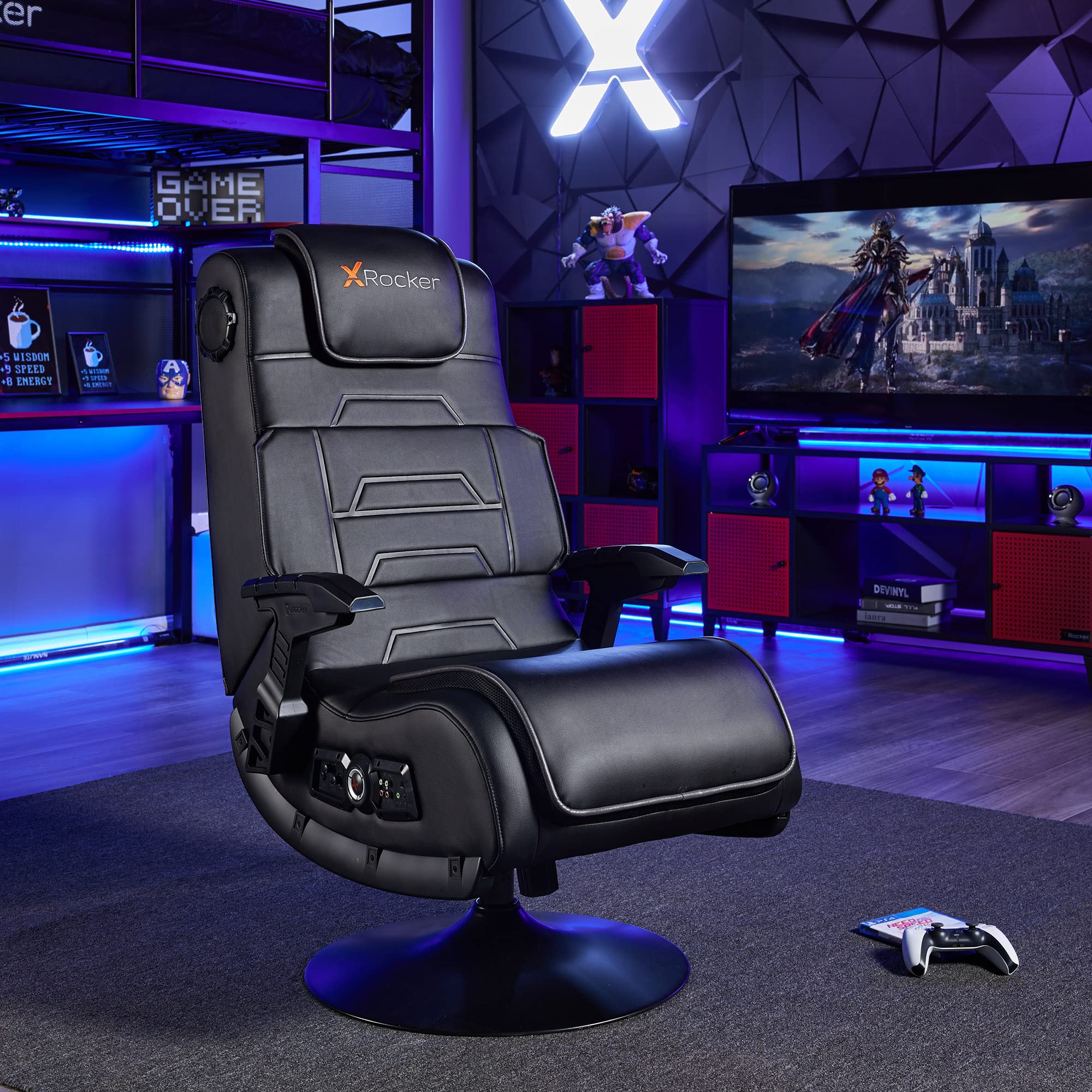 X Rocker PC Gaming Chair with Built-in Speakers - Ergonomic Pedestal Office Chair for Adults & Teens - Perfect for Video Games, Computer Work & Home Theater