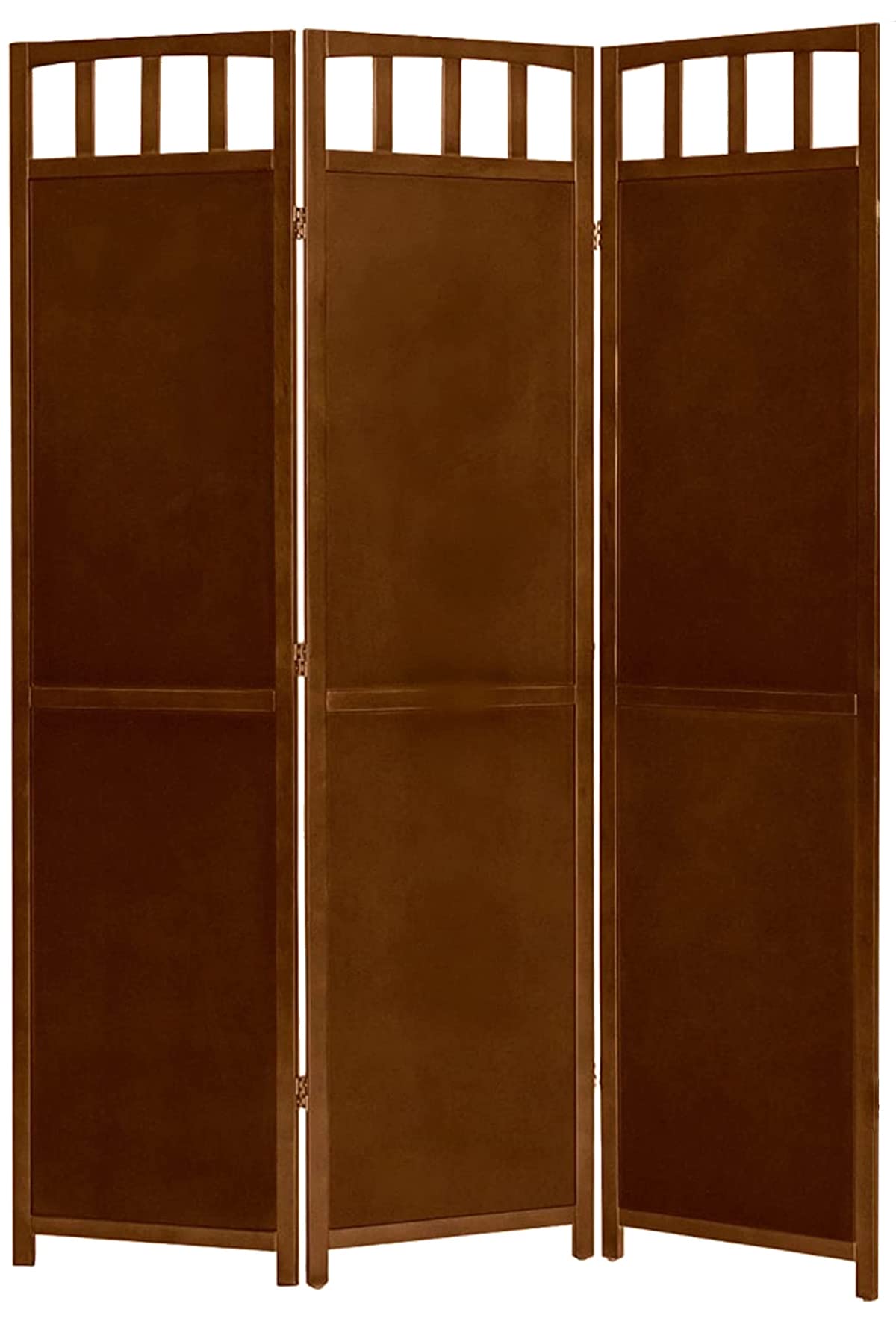 Legacy Decor 3-Panel Solid Wood Privacy Screen Room Divider - Walnut Finish 5.8 ft Tall x 4.2 ft Wide - Perfect for Home Office, Living Room, and Bedroom Partition