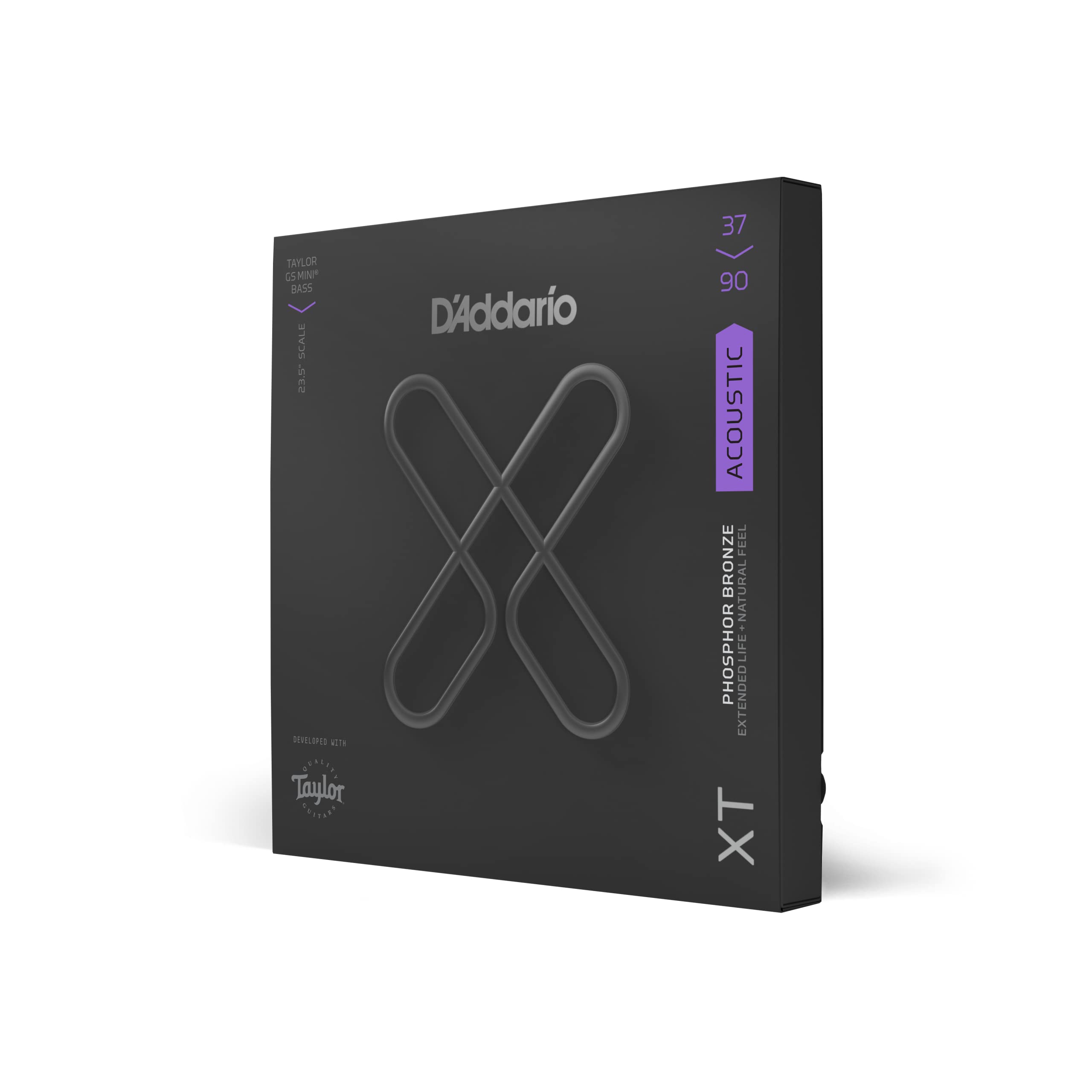 D'Addario XTB3790GS Coated Acoustic Bass Guitar Strings - Phosphor Bronze Custom Light (37-90) for GS Mini® | Long-Lasting Tone & Playability | Perfect for Studio Recording & Live Performances