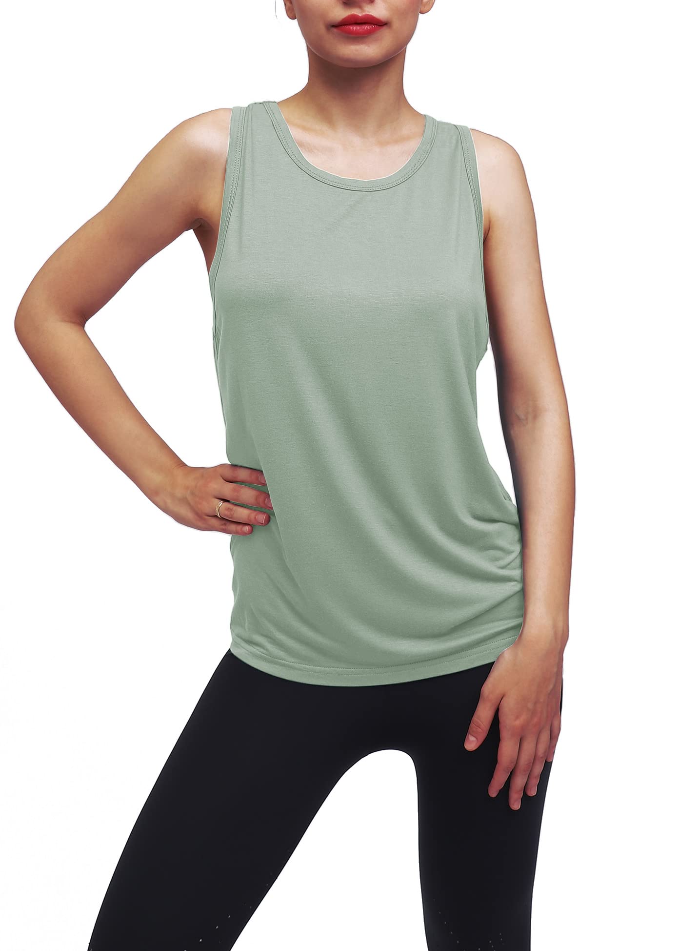 Women's Workout Yoga Tops - Open Back Shirts with Adjustable Tie Back for Yoga, Gym & Fitness - Breathable Tank Tops for Running, Pilates & Activewear