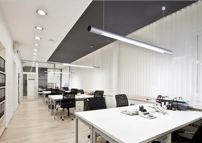 Modern LED Pipe Design Pendant Light for Office, Kitchen, Dining Room - Industrial Style Hanging Ceiling Lamp with Adjustable Height