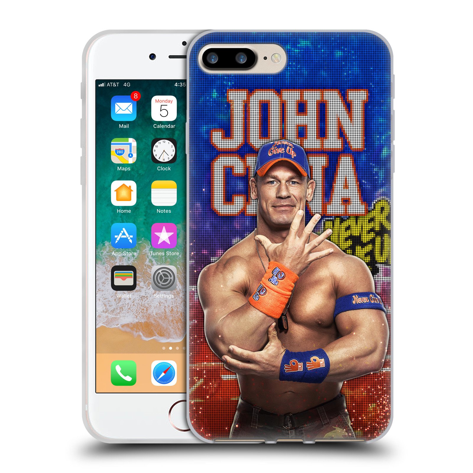 Official WWE John Cena LED Image Soft Gel Case for iPhone 7 Plus/iPhone 8 Plus - Durable Protection with Licensed Design, Perfect for WWE Fans and Sports Enthusiasts