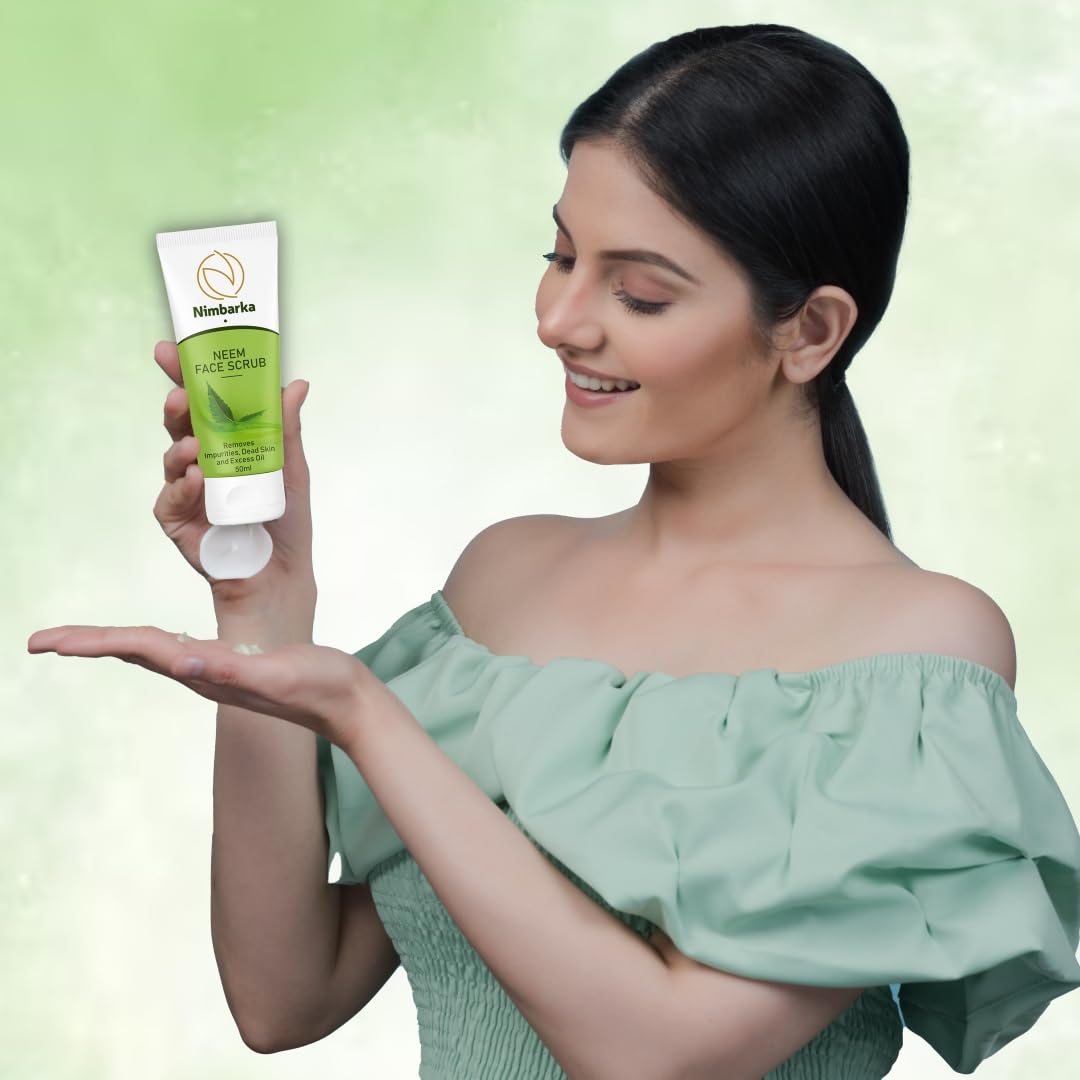 Nimbarka Neem Face Scrub 50ml - Pack of 2 | Natural Exfoliating Cleanser for Acne & Oily Skin | Daily Skincare Routine & Spa Treatment at Home