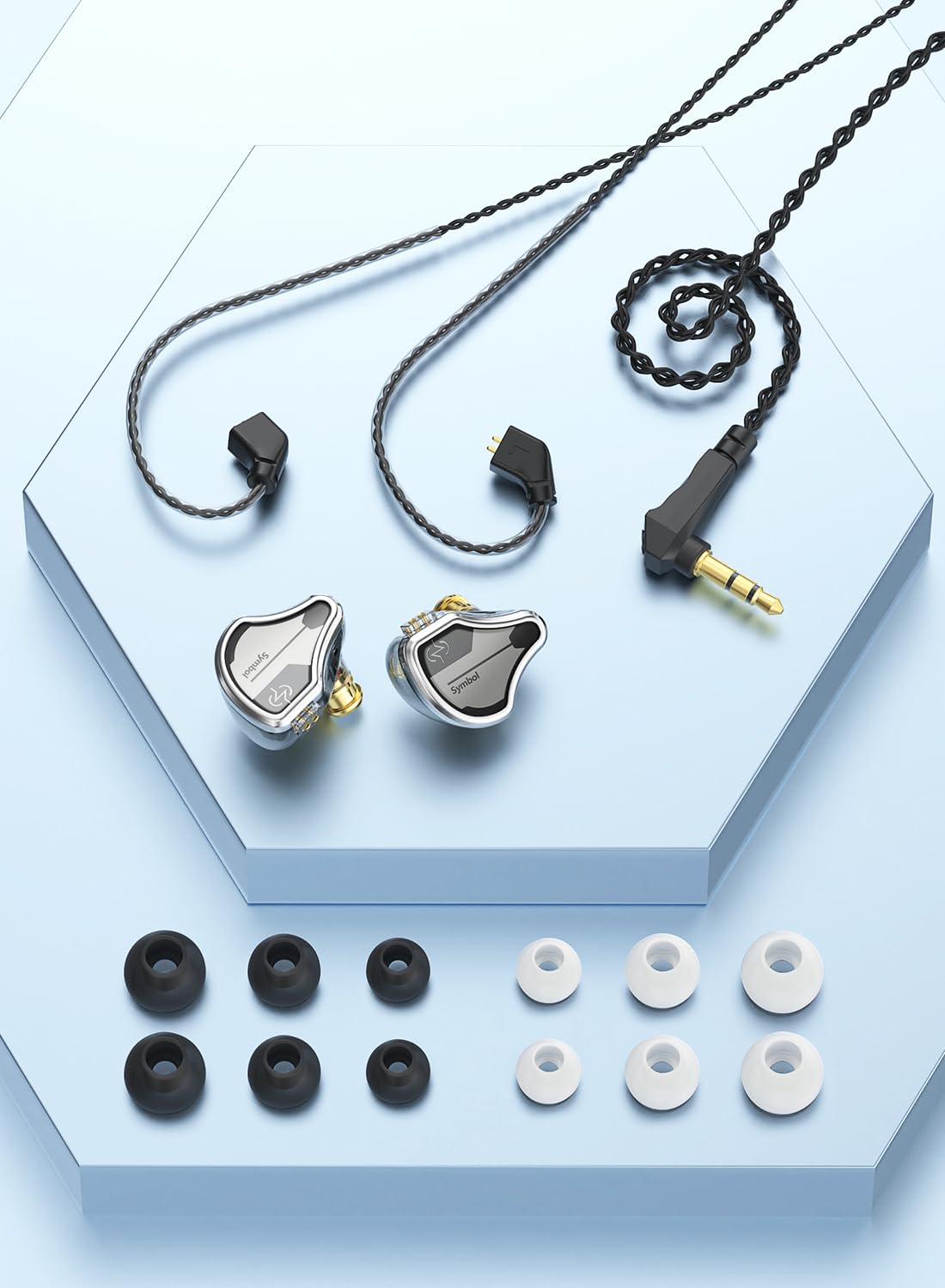 CCZ BC02 Dynamic Driver Wired IEM Headphones - Professional HiFi In-Ear Monitors with Stereo Sound & Deep Bass (Silver Black, No MIC) for Musicians, DJs, Audiophiles & Studio Recording