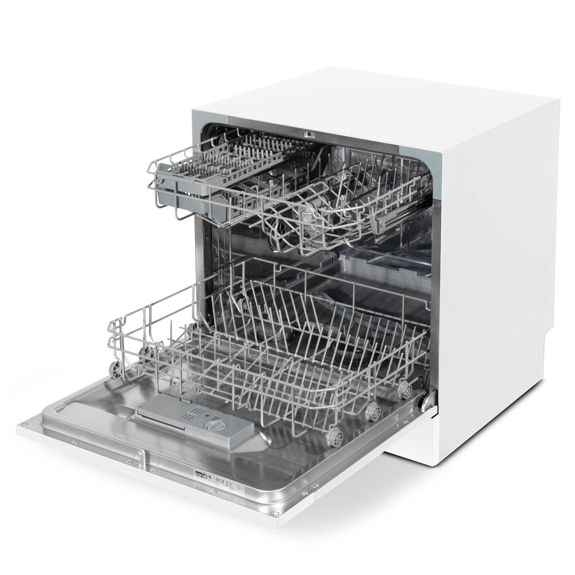 Baridi Compact Tabletop Dishwasher - 8 Place Settings, 6 Wash Programs, Ultra Quiet (45dB), 8L Capacity, Energy Efficient, White (Model DH86) - Perfect for Apartments, Dorms, RVs & Small Kitchens