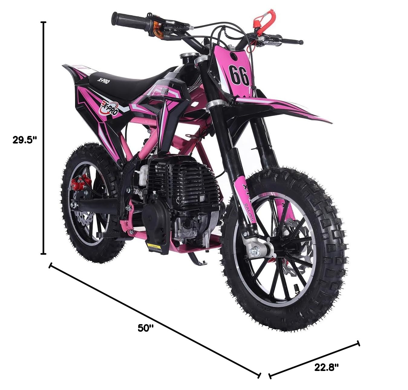 X-PRO Hawk Mini 40CC Gas Powered 4-Stroke Dirt Bike for Kids - Pull Start, 10 Inch Wheels, Off-Road Pit Bike (Pink) - Perfect for Backyard Riding, Trail Adventures & Motocross Training