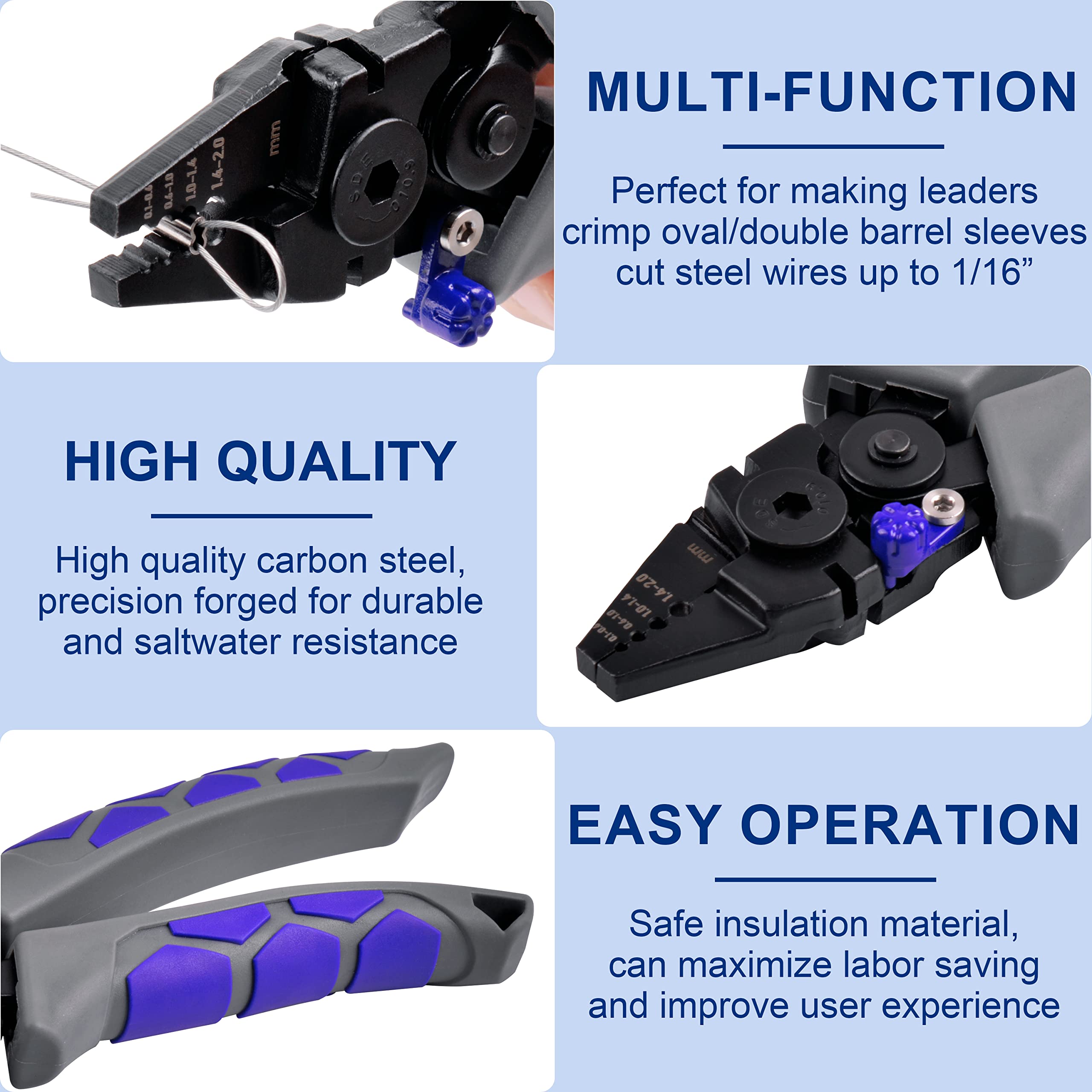 Premium Crimping Tool Pliers with Wire Cutter - High Carbon Steel Fishing Pliers for Effortless Terminal Crimping | Portable Wire Crimper for Fishing, Electrical Work & DIY Projects