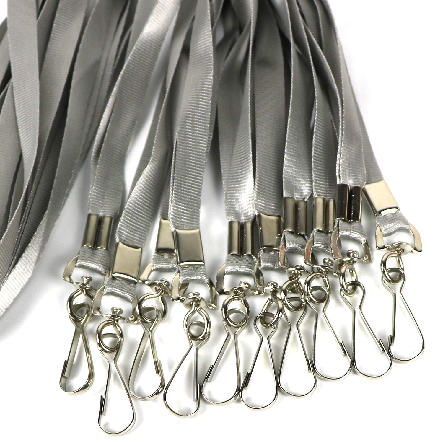 Premium Nylon Lanyards for ID Badges - 100Pack (Gray) - Ideal for Office, Cruise & School Use