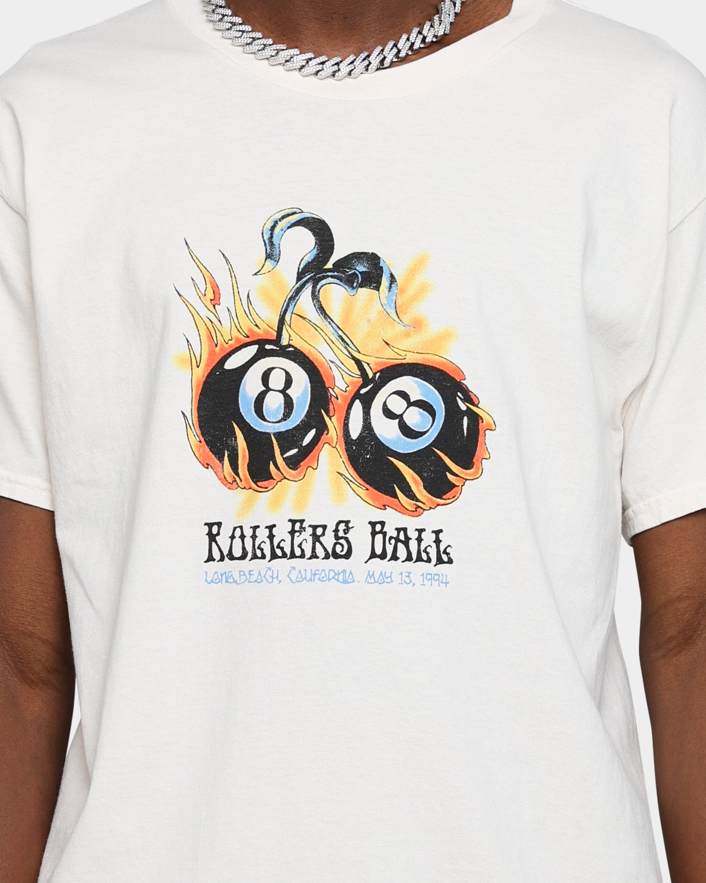 Vintage Rollars Ball Graphic T-Shirt - Off White Retro Thrifted Tee for Men & Women | Casual Streetwear, 90s Inspired Outfit, Unisex Soft Cotton Shirt