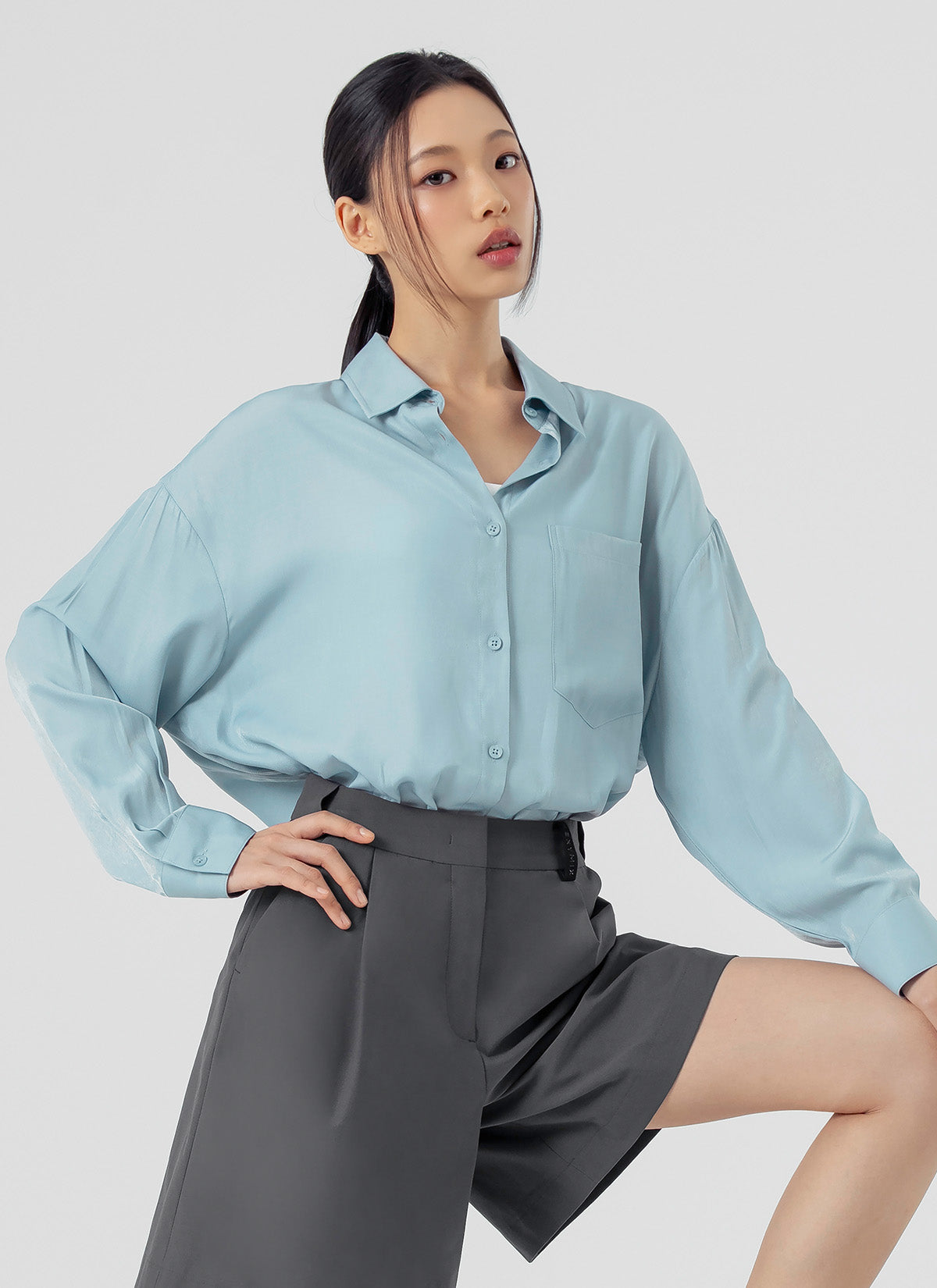 Stylish Drape Loose Fit Shirts for Women - Comfortable Casual & Office Wear - Trendy Oversized Blouse for Everyday Outfits