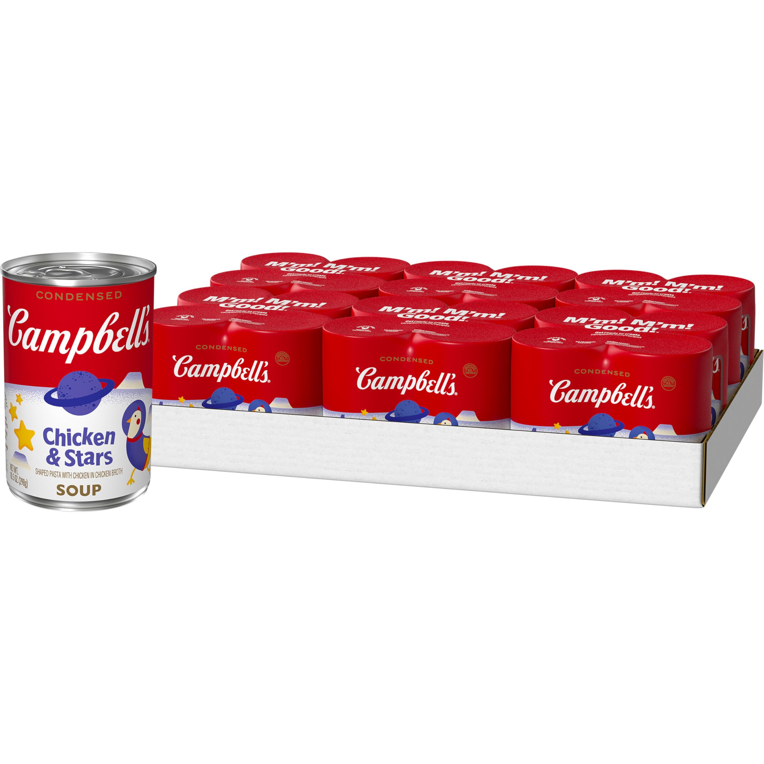 Campbell's Condensed Chicken & Stars Soup for Kids - 10.5 oz Cans (Pack of 24) | Quick & Easy Lunch, School Meals & Family Dinners | USDA Approved, Nutritious Comfort Food