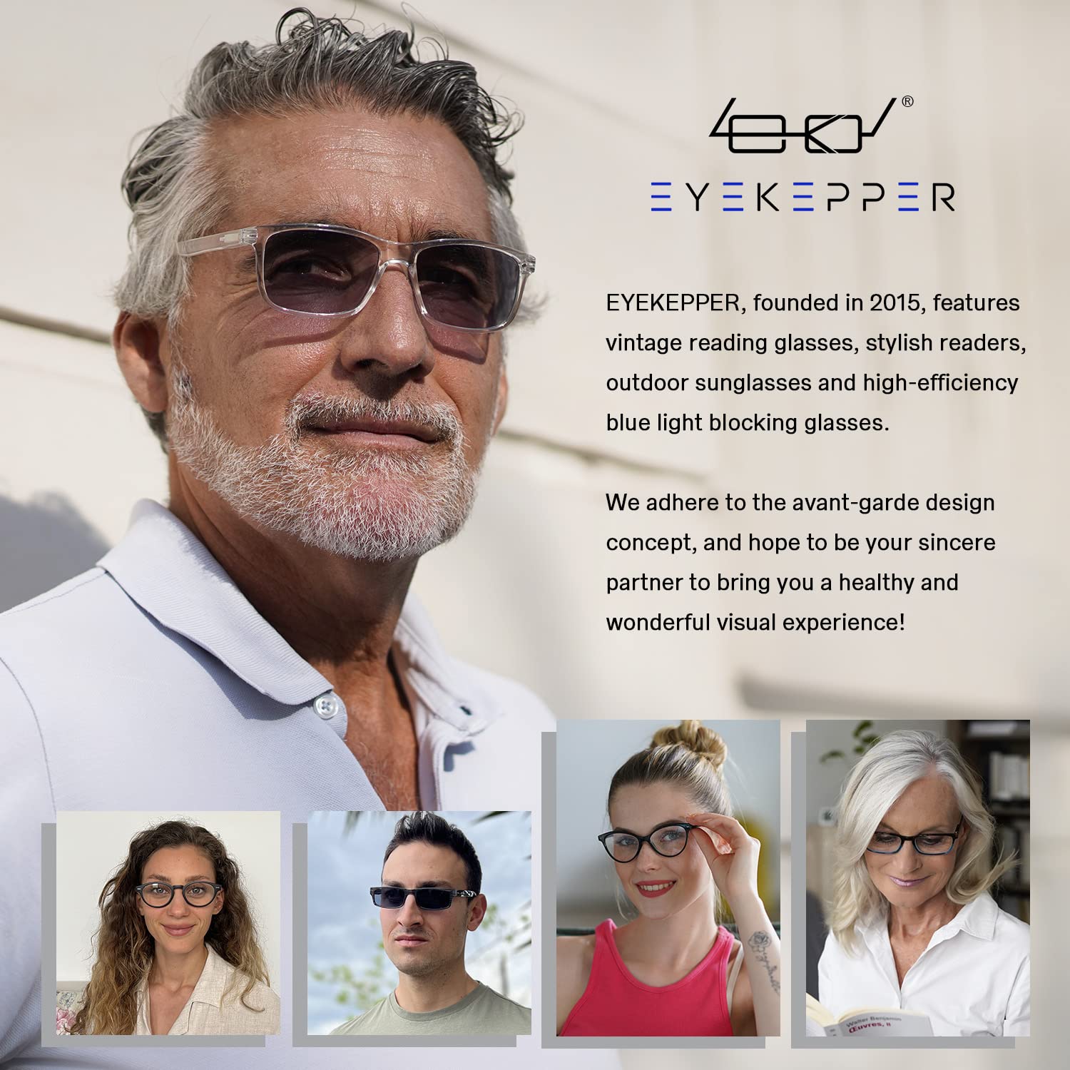 Eyekepper Classic Rectangular Computer Reading Glasses with Spring Hinges & Orange Tinted Lenses - Blue Light Blocking for Screen Use, Office Work & Reading Comfort