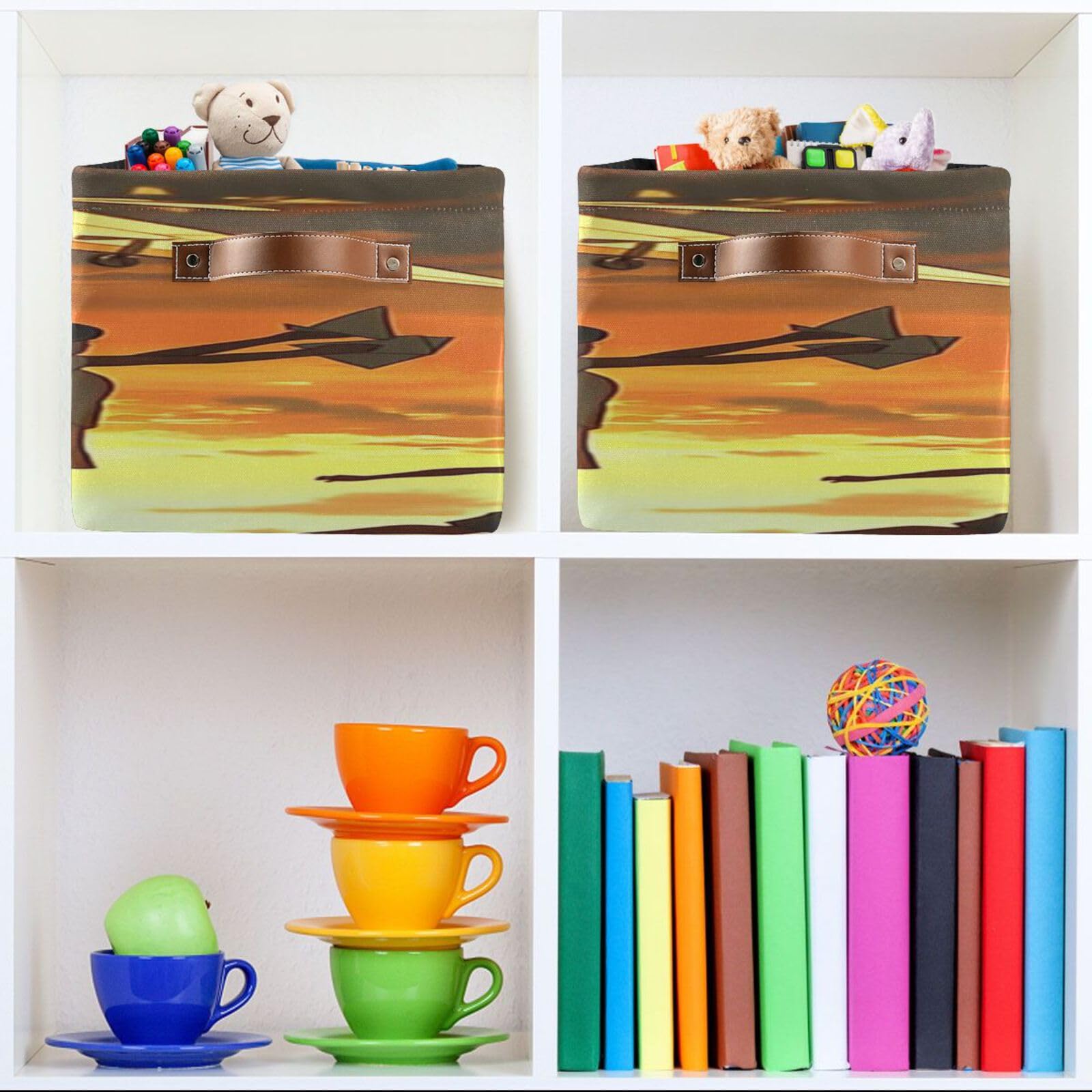 Large Foldable Storage Baskets with Handles - 2 Pack Closet Organizers & Home Storage Bins for Shelves | Perfect for Bedroom, Bathroom & Kids Room Organization