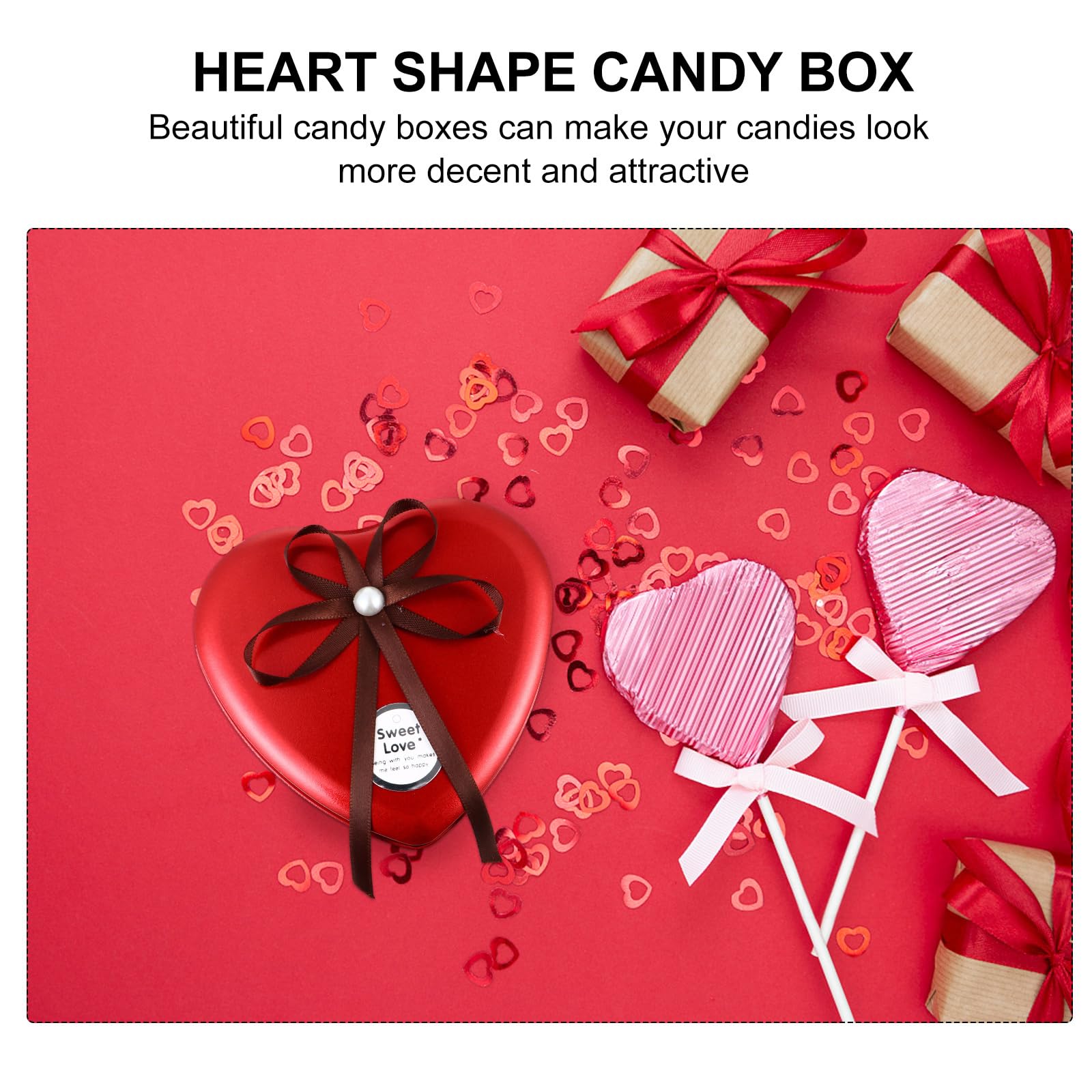 Heart-Shaped Tin Cookie Box with Lid - Small Metal Candy Storage Container for Gifts, Cookies & Treats - Perfect for Valentine's Day, Wedding Favors & Party Decor