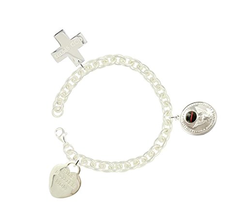 Sterling Silver Firefighter Mom Bracelet - Engraved Gift for Firefighter Wife, Mother & First Responder - Perfect for Mother's Day, Birthday & Appreciation Gifts