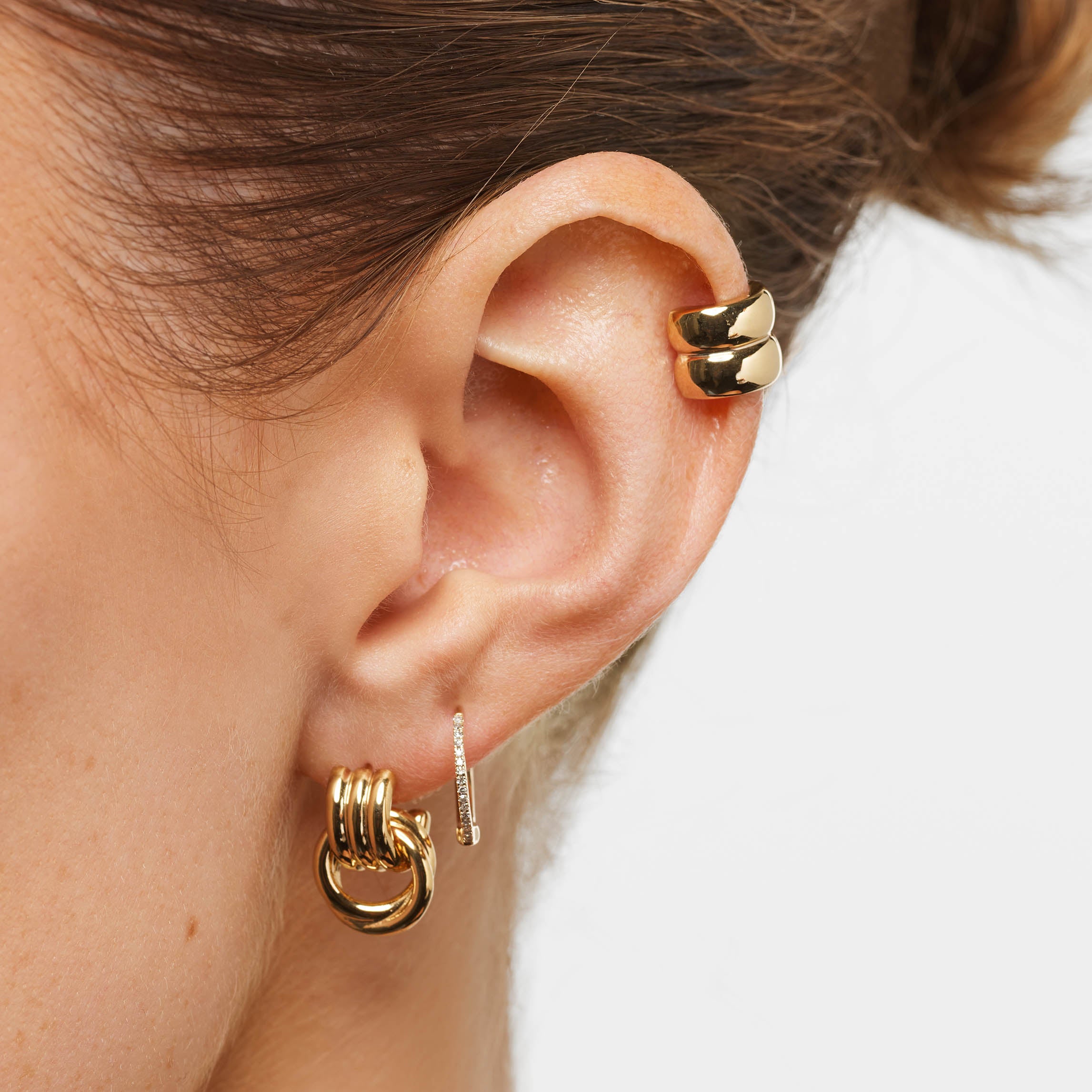 Gold Double Curve Ear Cuff - Non-Piercing Ear Cuff Jewelry for Women, Trendy Boho Accessory for Parties, Weddings & Everyday Wear
