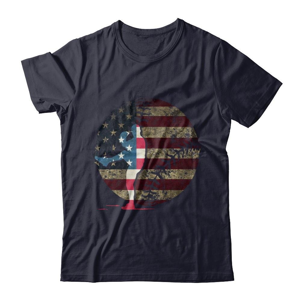 Premium Short Sleeve Baseball America Flag Shirt for Men - Patriotic Athletic Wear for Baseball Games & 4th of July Celebrations