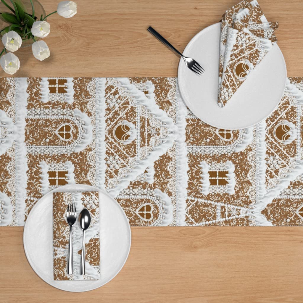 Christmas Gingerbread House Cotton Sateen Table Runner 108