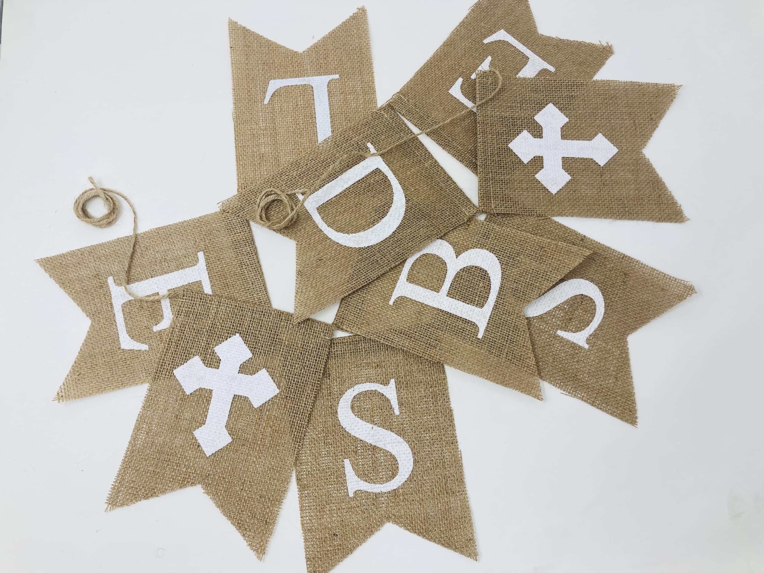 Blessed Burlap Banner - Religious Decor for Baptism, Easter, Christening, First Communion & Confirmation | Cross Design for Baby Shower, Wedding & Birthday Party | Perfect for Church Events & Christian Celebrations